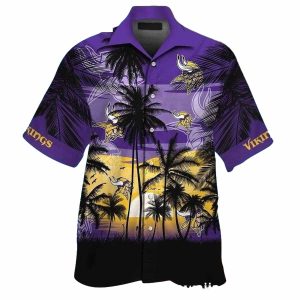 Sunset Serenade Minnesota Vikings Beachfront Hawaiian Shirt