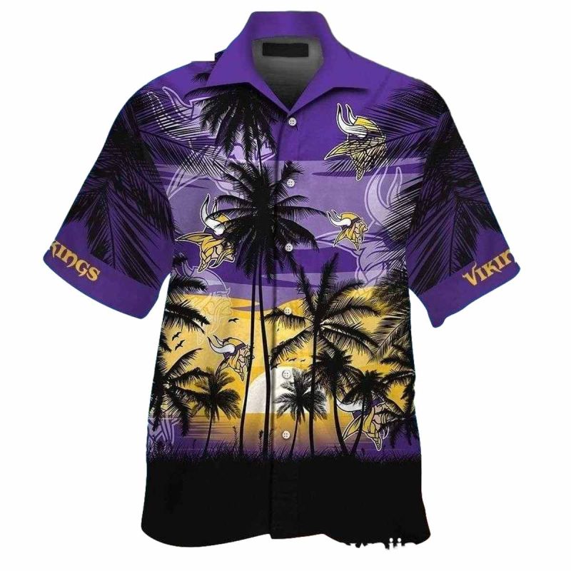 Sunset Serenade Minnesota Vikings Beachfront Hawaiian Shirt 1