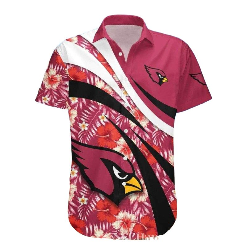 Sunset Stripes And Flowers Arizona Cardinals Tropical Hawaiian Shirt 1