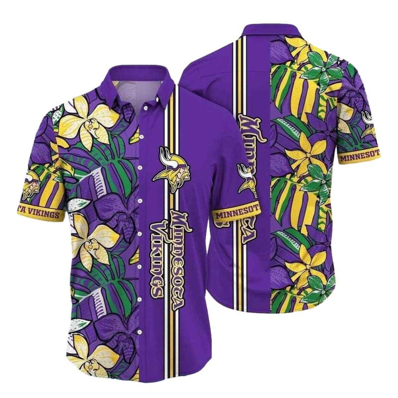 Sunshine Stripes And Florals Minnesota Vikings Hawaiian Shirt 1