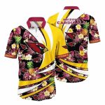 Sunshine Swirl Yellow Arizona Cardinals Exotic Floral Hawaiian Shirt