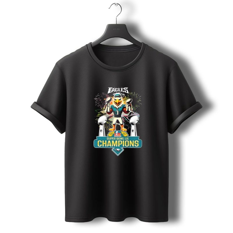 Super Bowl Lix Champions 2024 2025 Philadelphia Eagles Mascot Fireworks Celebration T Shirt T Shirt 0 1