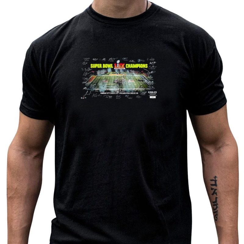 Super Bowl Lix Champions Philadelphia Eagles Signatures Kansas City Chiefs 22 40 February 09 2025 T Shirt T Shirt 1 1