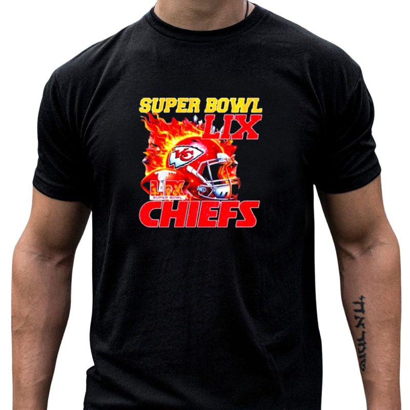 Super Bowl Lix Kansas City Chiefs Flaming Helmet Chiefs T Shirt T Shirt 1 1