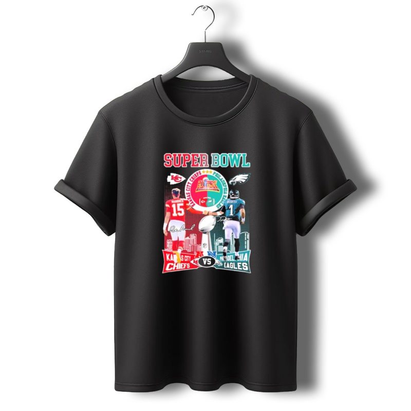 Super Bowl Lix Kansas City Chiefs Patrick Mahomes Vs Philadelphia Eagles Jalen Hurts T Shirt T Shirt 0 1