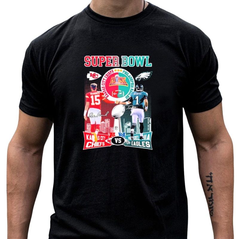 Super Bowl Lix Kansas City Chiefs Patrick Mahomes Vs Philadelphia Eagles Jalen Hurts T Shirt T Shirt 1 1