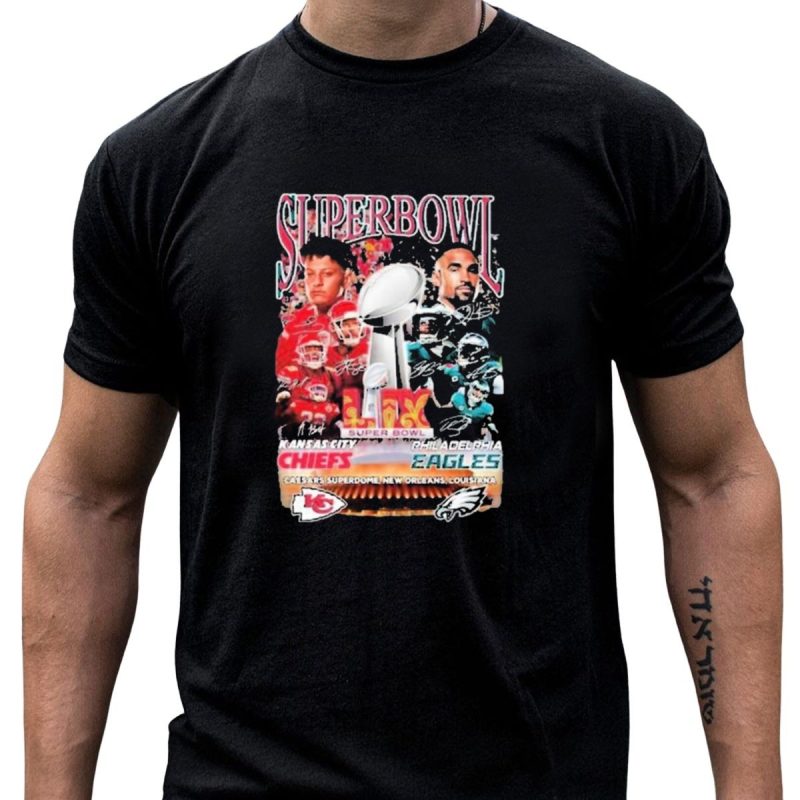 Super Bowl Lix Kansas City Chiefs Philadelphia Eagles Caesars Superdome New Orleans Louisiana T Shirt T Shirt 1 1