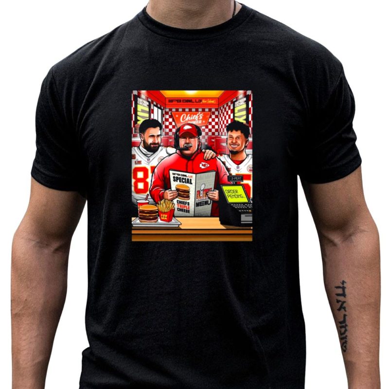 Super Bowl Lix New Orleans Chiefs Diner Special Chiefs Triple Cheese Hungry For The 3 Peat T Shirt T Shirt 1 1