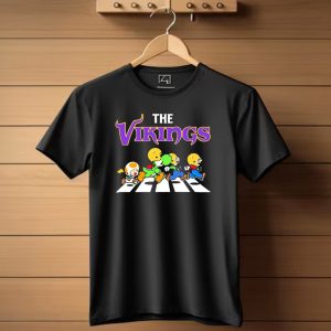 Super Mario Characters Crossing For Minnesota Vikings Sports Fans T Shirt