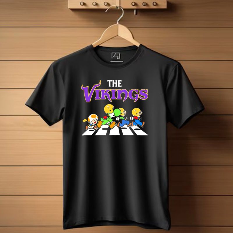 Super Mario Characters Crossing For Minnesota Vikings Sports Fans T Shirt 1 T Shirt 1