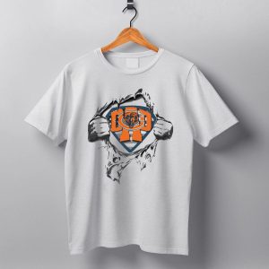 Superdad Chicago Bears Logo Inside Superhero Emblem T Shirt