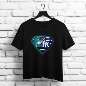 Superhero philadelphia eagles and new york yankees diamond american flag independence day shirt