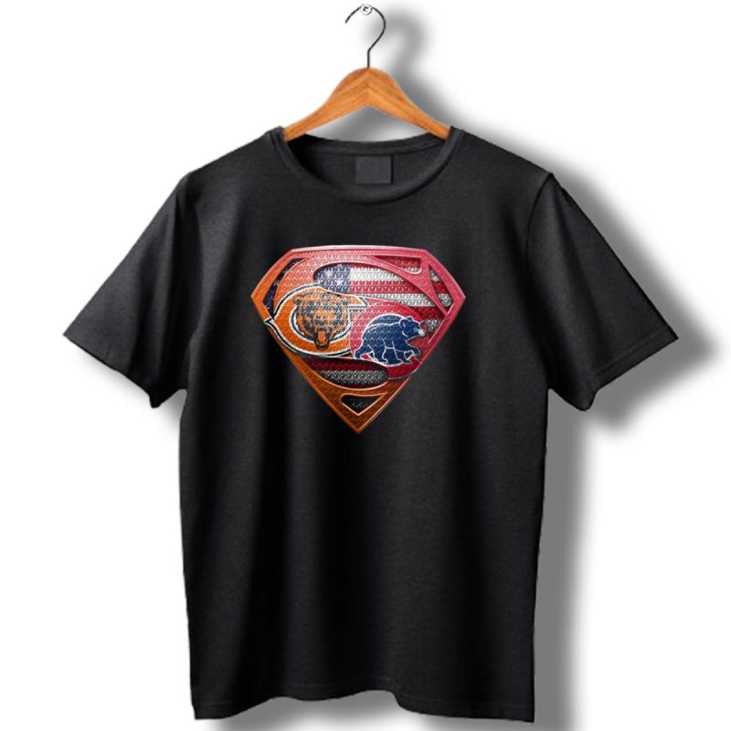 Superman Chicago Bears American Flag Shield Spb 008 T Shirt 1 T Shirt 1