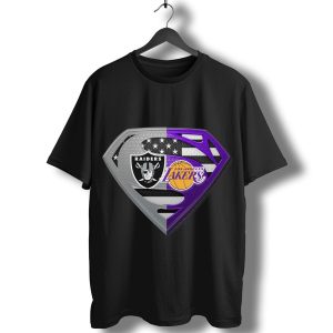Superman Las Vegas Raiders And Los Angeles Lakers T-Shirt
