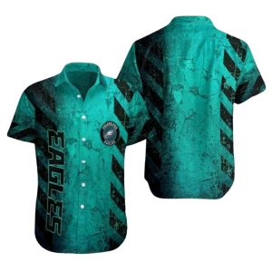 Philadelphia Eagles Teal Grunge Texture Hawaiian Shirt