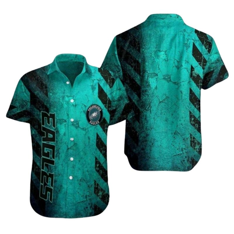 Teal Grunge Texture Eagles Hawaiian Shirt 1