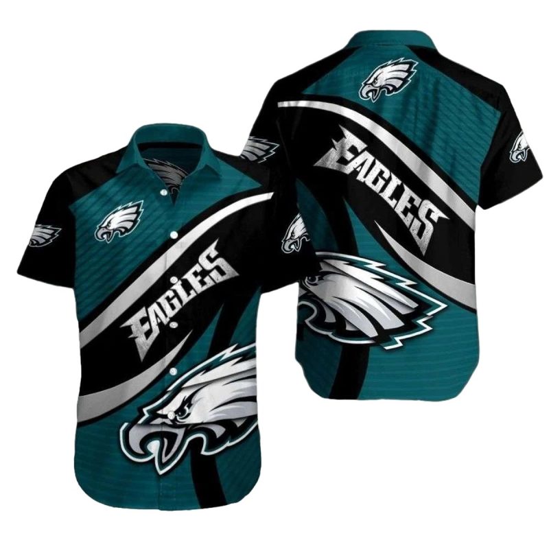 Teal Surge Philadelphia Eagles Hawaiian Shirt Dynamic Feathered Flight 1