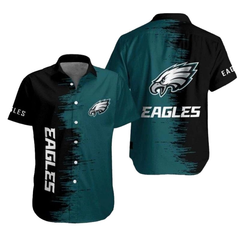 Teal Transition Philadelphia Eagles Hawaiian Shirt Grunge Style Edge 1