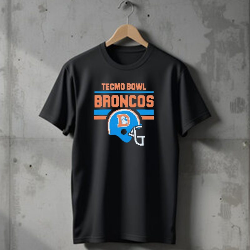 Tecmo Bowl Denver Broncos Retro Helmet Pixel T Shirt 1 T Shirt 1