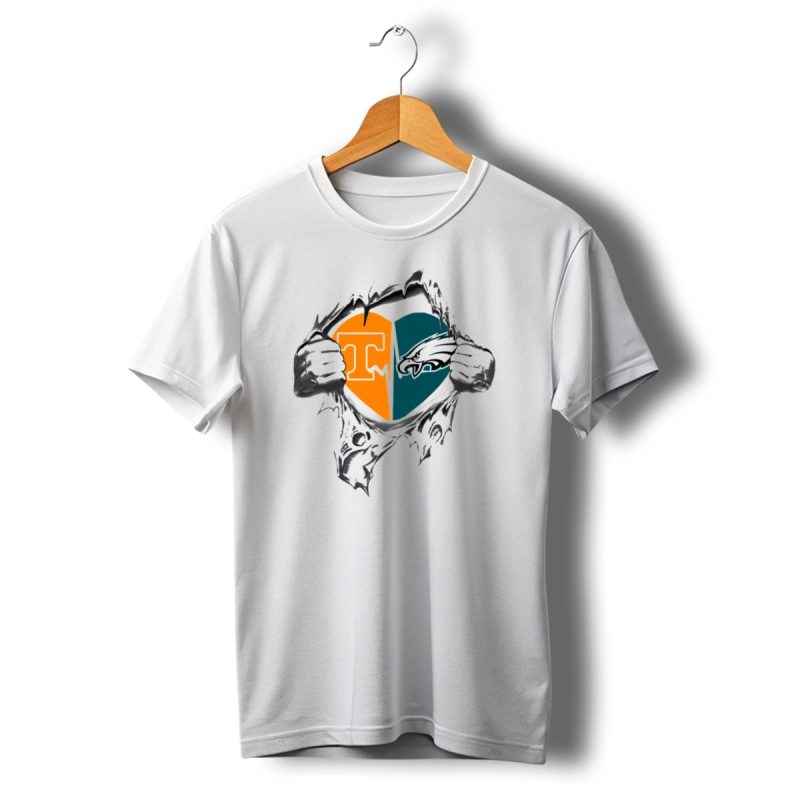 Tennessee Volunteers Philadelphia Eagles Heart Emblem T Shirt T Shirt 1 1