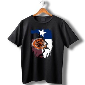 Texas Flag And Chicago Bears Logo Together T Shirt
