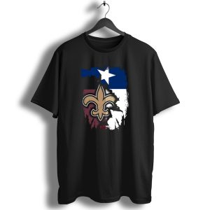 Texas Flag Background With New Orleans Saints Fleur De Lis T Shirt