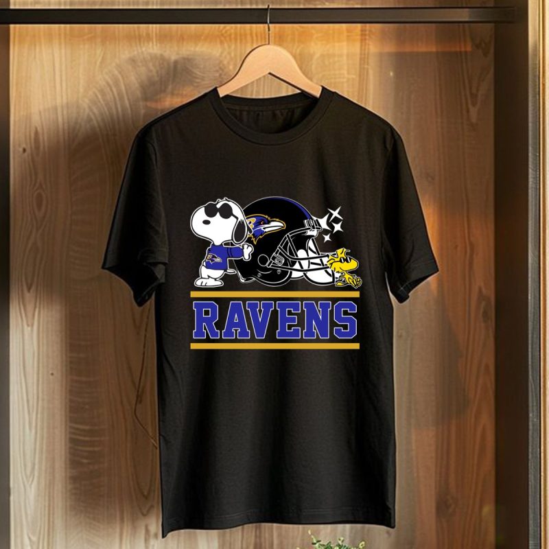 The Baltimore Ravens Joe Cool And Woodstock Snoopy Mashup T Shirt T Shirt 1