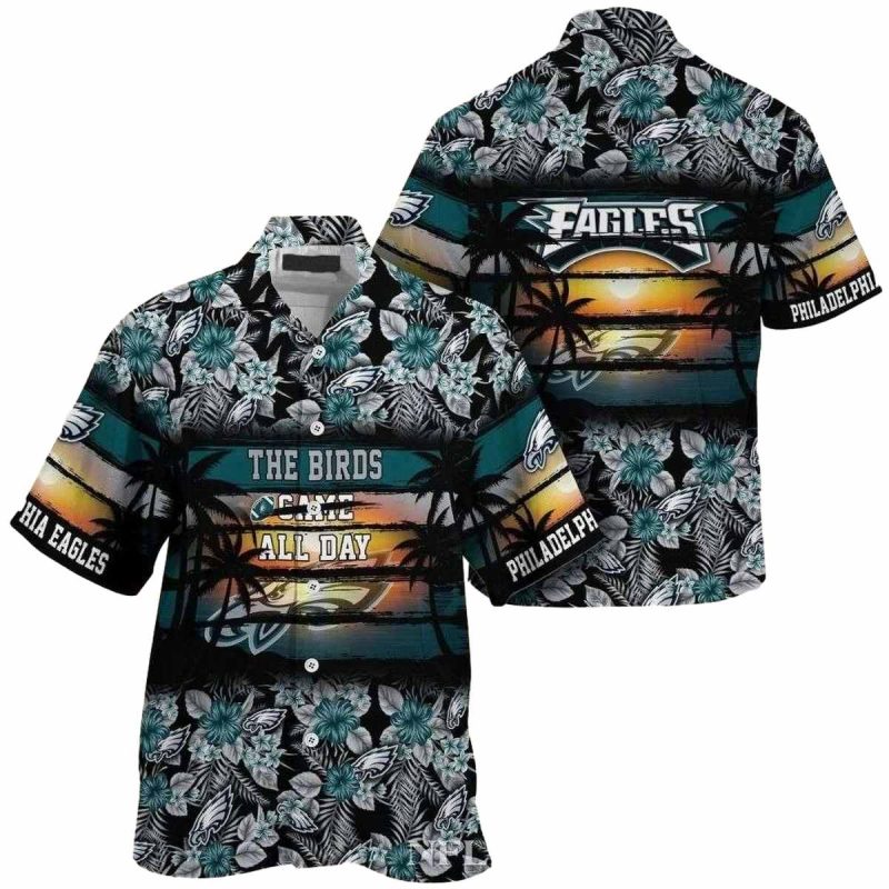 The Birds Game All Day Vibrant Floral Philadelphia Eagles Hawaiian Shirt 1
