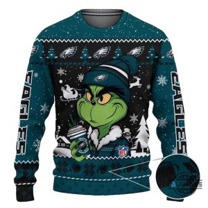 The Grinch Holding Philadelphia Eagles Coffee Ugly Sweater