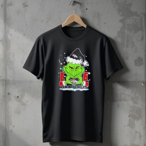 The Grinch Love Denver Broncos Christmas Football T-Shirt