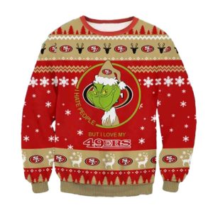 The Grinch Math San Francisco 49ers Santa Hat I Hate People Ugly Sweater