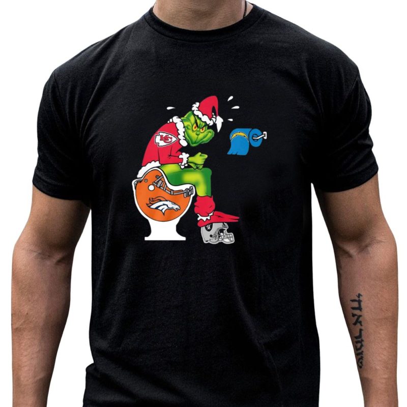 The Grinch On Toilet Kansas City Chiefs Denver Broncos Oakland Raiders Chargers Christmas T Shirt T Shirt 1 1