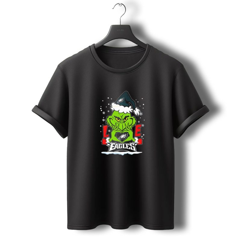 The Grinch Philadelphia Eagles Love Snowy Hat Stars T Shirt T Shirt 0 1