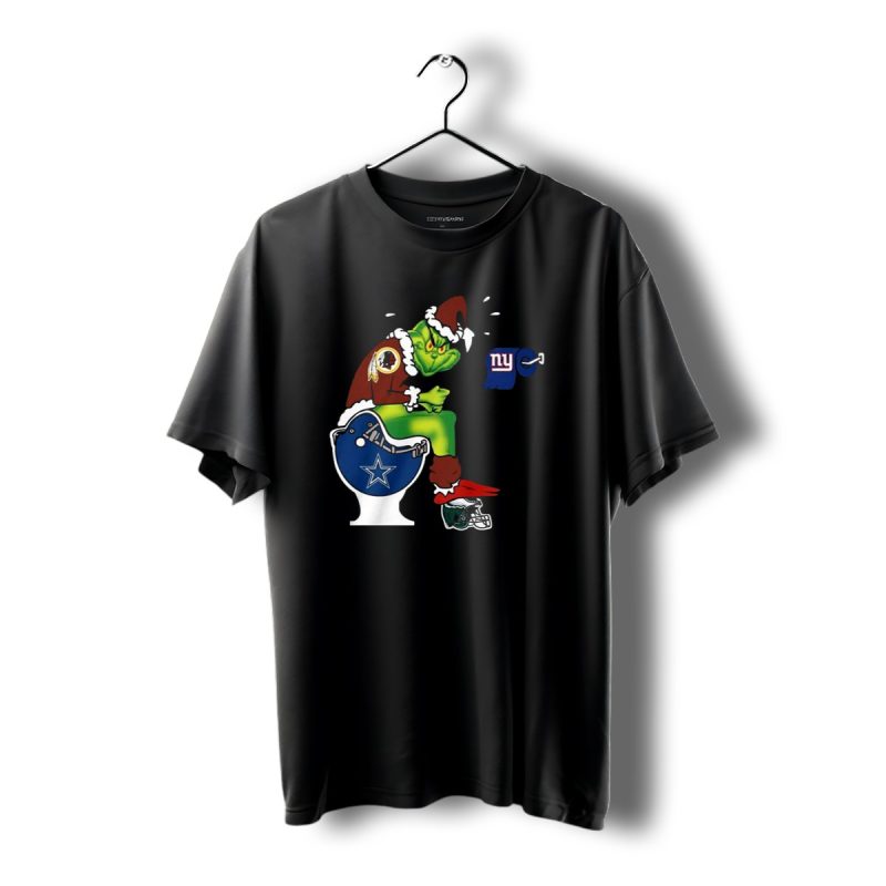 The Grinch Washington Football Team On Toilet Dallas Cowboys New York Giants Christmas T Shirt 1 T Shirt 1 1