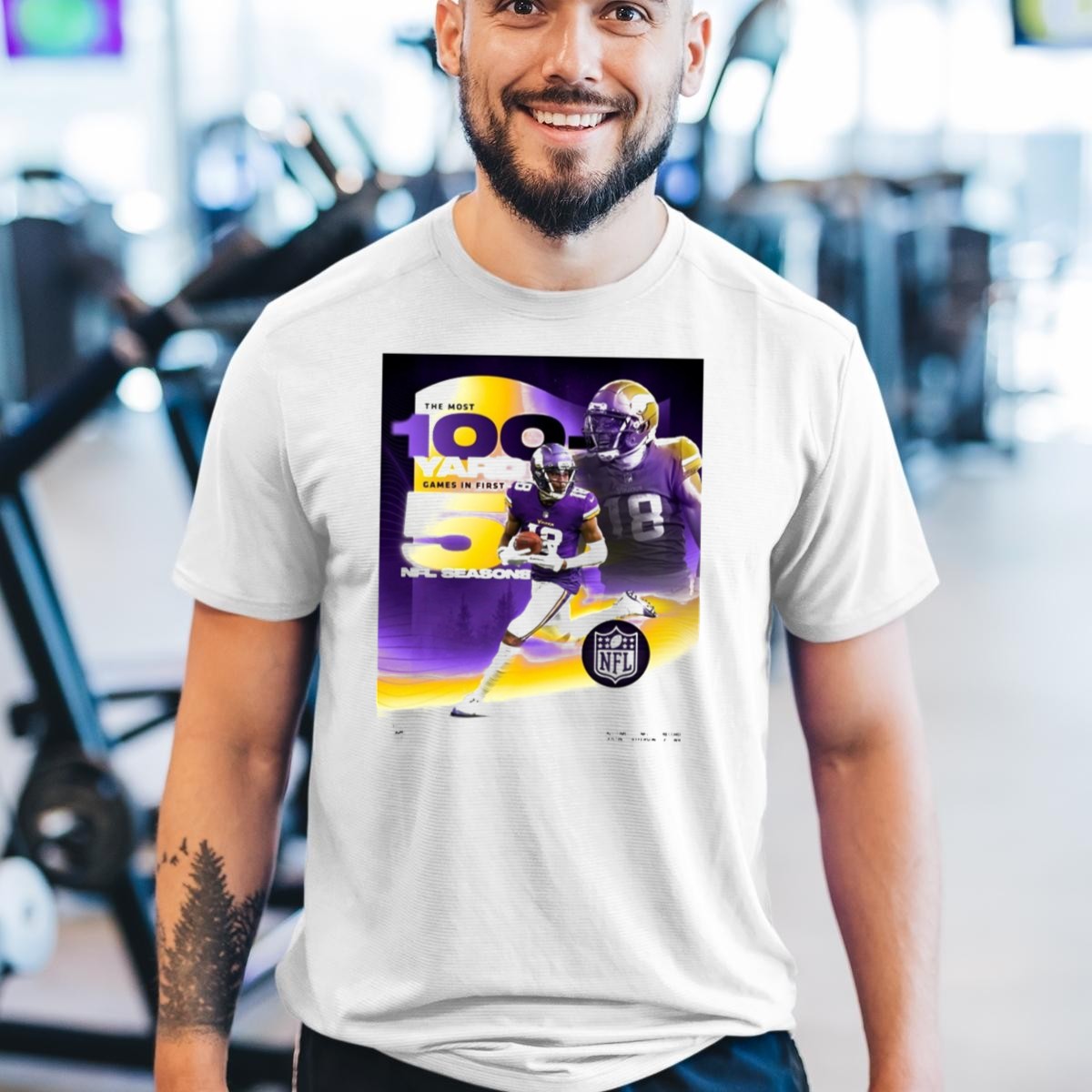 The-Most-100-Yard-Games-In-First-5-Nfl-Seasons-Minnesota-Vikings-Justin-Jefferson-T-Shirt-1_t-shirt-3_4