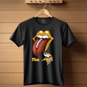 The Smile Vikings Football Logo With Classic Tongue And Glitter Highlights T Shirt