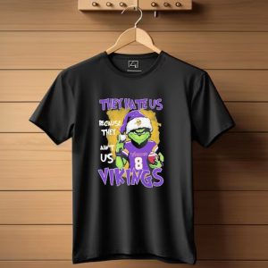 They Hate Us Because They Aint Us Grinch Vikings Christmas Purple Santa Football T Shirt