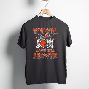 This Girl Love The Cleveland Browns Football Halloween Skeleton Theme T-Shirt