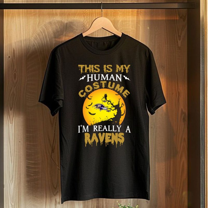This Is My Human Costume Really A Baltimore Ravens Halloween T Shirt T Shirt 1