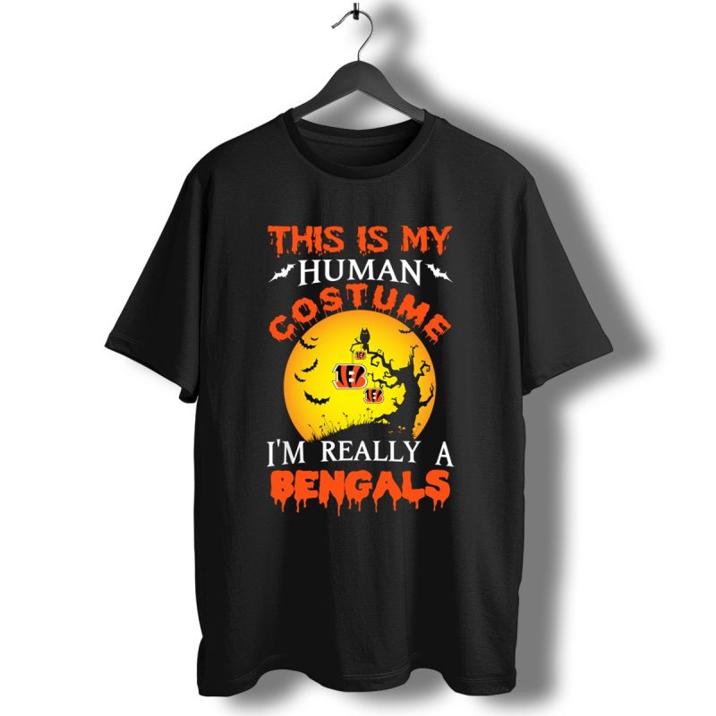This Is My Human Costume Really A Cincinnati Bengals Halloween T Shirt T Shirt 1