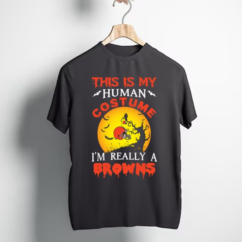 This Is My Human Costume Really A Cleveland Browns Halloween T Shirt T Shirt 1
