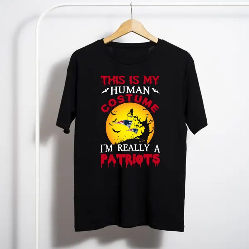 This Is My Human Costume Really A New England Patriots Halloween Shirt T Shirt 1
