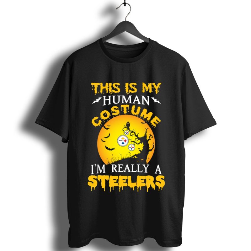 This Is My Human Costume Really A Pittsburgh Steelers Halloween Shirt T Shirt 1