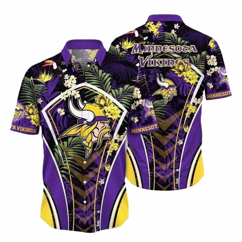 Tiki Torch Purple And Gold Minnesota Vikings Hawaiian Shirt 1