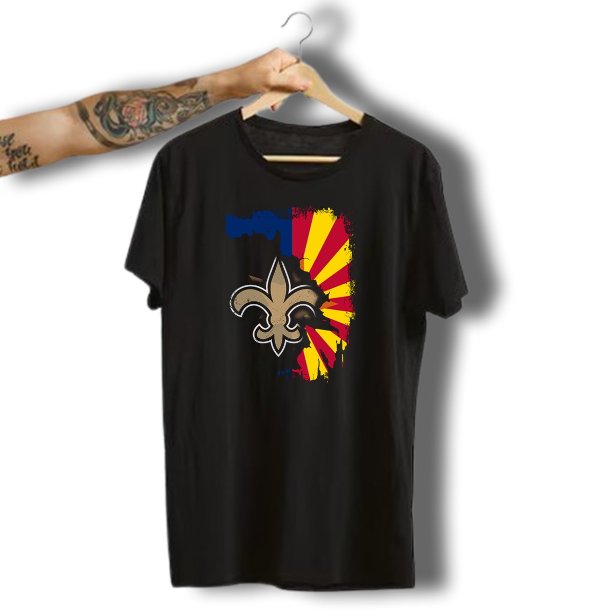 Together-Arizona-Saints-Fleur-De-Lis-Flag-Fusion-T-Shirt-1_t-shirt-3_4
