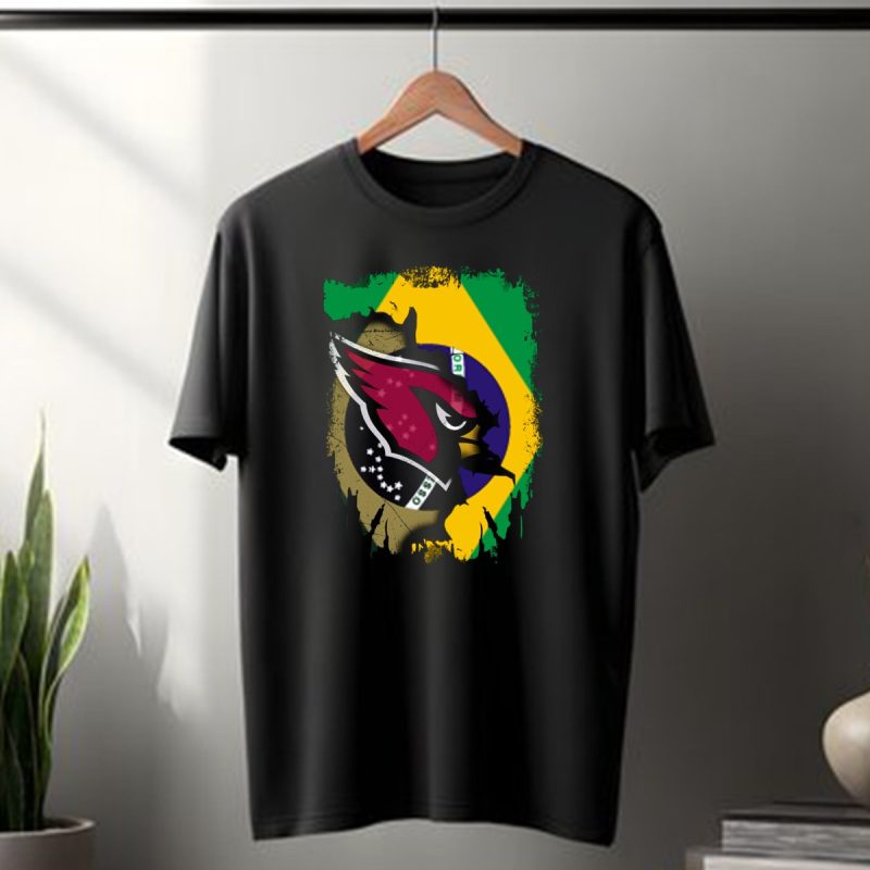 Together Brazil With Arizona Cardinals Flag Fusion T Shirt 1 T Shirt 1