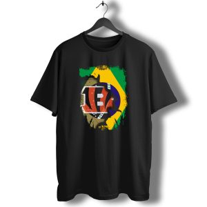 Together Brazil with Cincinnati Bengals Emblem and Flag Fusion T-Shirt