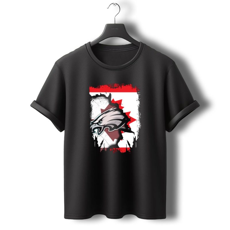 Together Canada Philadelphia Eagles Maple Leaf Rip T Shirt T Shirt 0 1