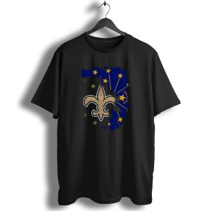 Together Indiana Saints With Fleur De Lis On Starry Flag Background T Shirt
