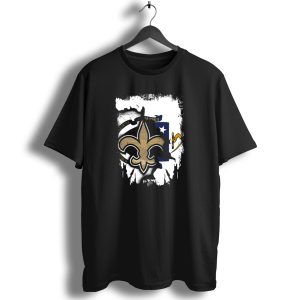 Together Massachusetts New Orleans Saints Fleur De Lis Flag Fusion T Shirt